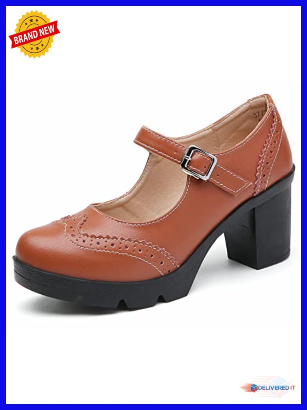 Chunky Low Block Heel Mary Jane Pumps Faux Leather Adjustable Strap Work Shoes